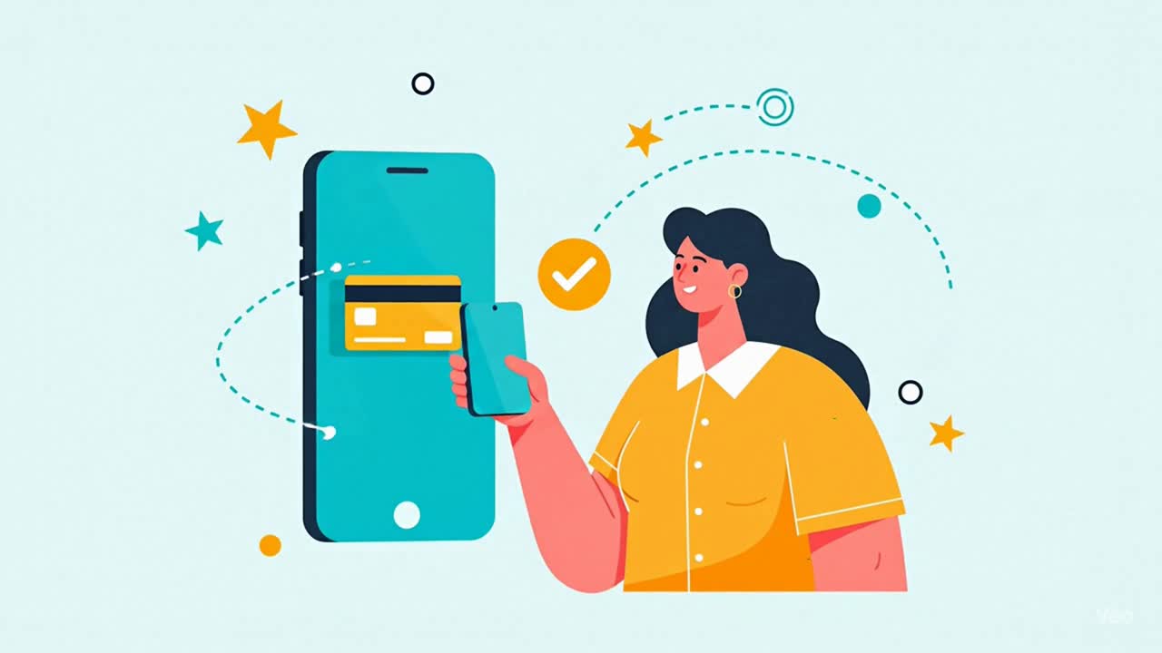 Happy Woman Using a Smartphone for an Online Credit Card Payment