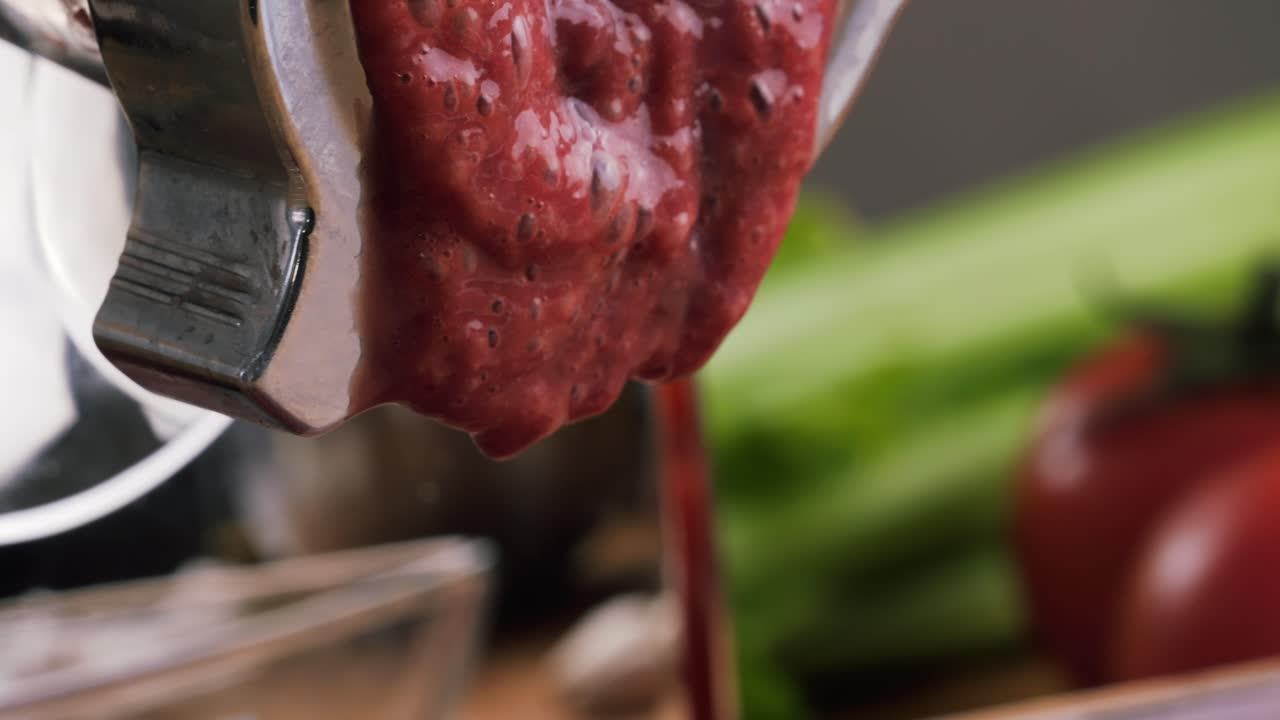 Red Beet Smoothie Being Processed in a Blender