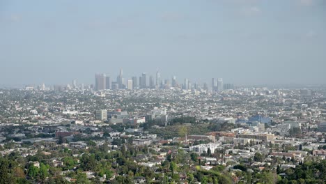 los angeles downtown view from the mountains
