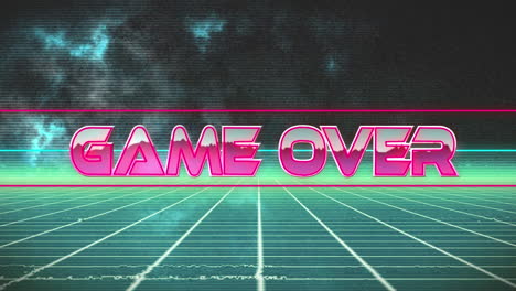 animación del juego sobre banner de texto sobre red de cuadrícula verde contra fondo negro