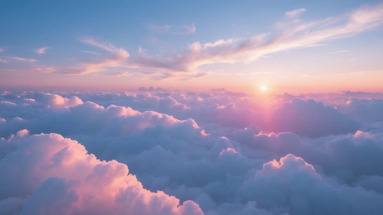 Ethereal Sunrise or Sunset Above the Clouds