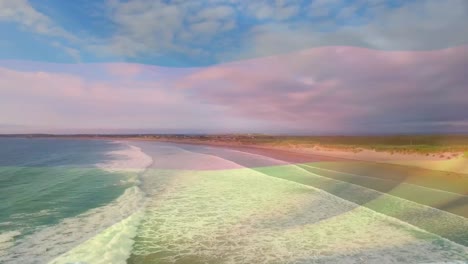 animación de la bandera de alemania soplando sobre las olas en el mar