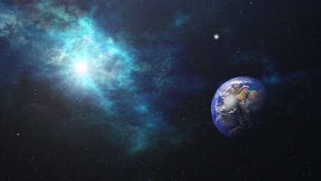planet earth and nebula 4k