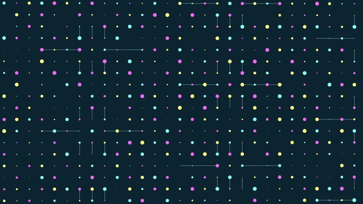 Rainbow dots pattern with lines