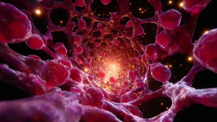 Un viaggio ipnotico attraverso strutture cellulari mozzafiato, che cattura le complessità e la vivacità delle reti biologiche in un'accattivante visualizzazione
