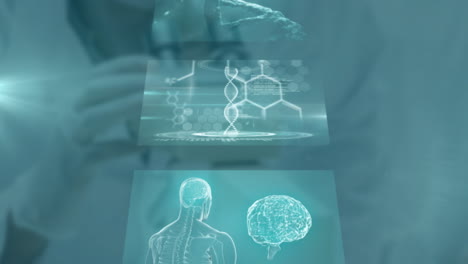 animation of medical software analyzing skeletal structure in blue-toned environment