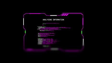 animación del análisis de la información de un archivo de datos de texto sobre un fondo negro