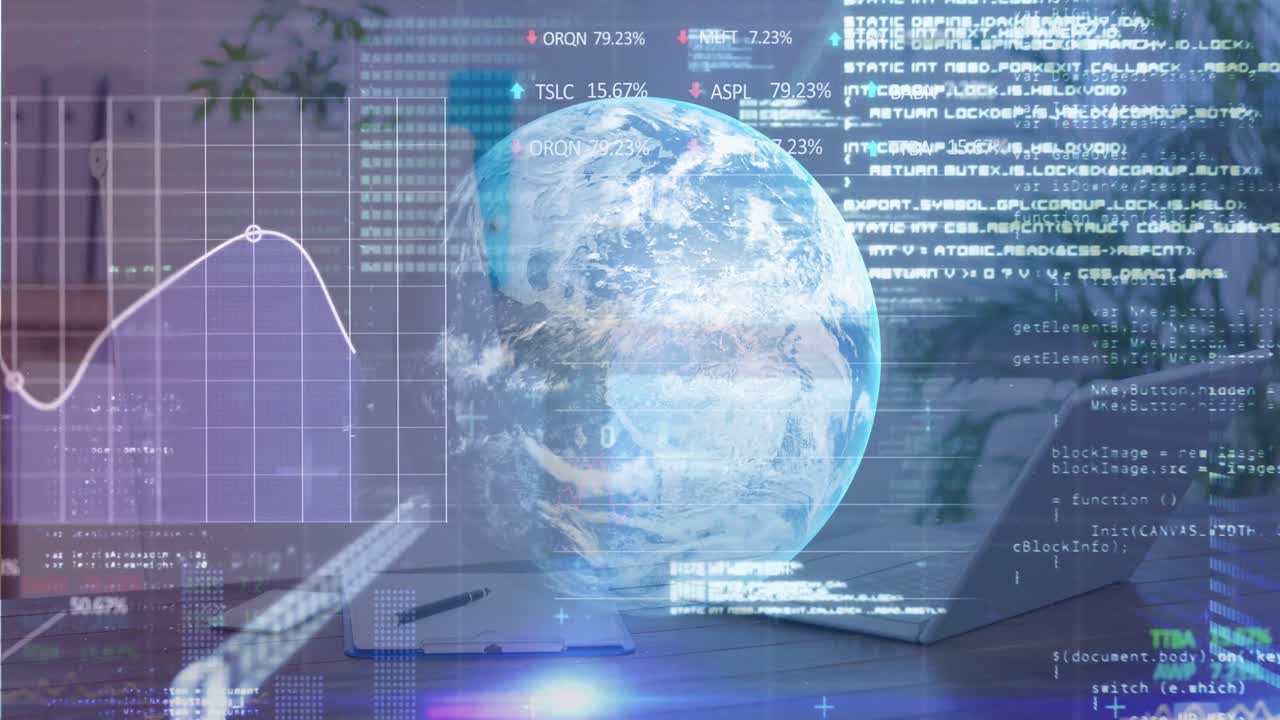 주식 시장 데이터 처리의 디지털 복합 비디오 오피스 데스크에 대해 전 세계에 걸쳐