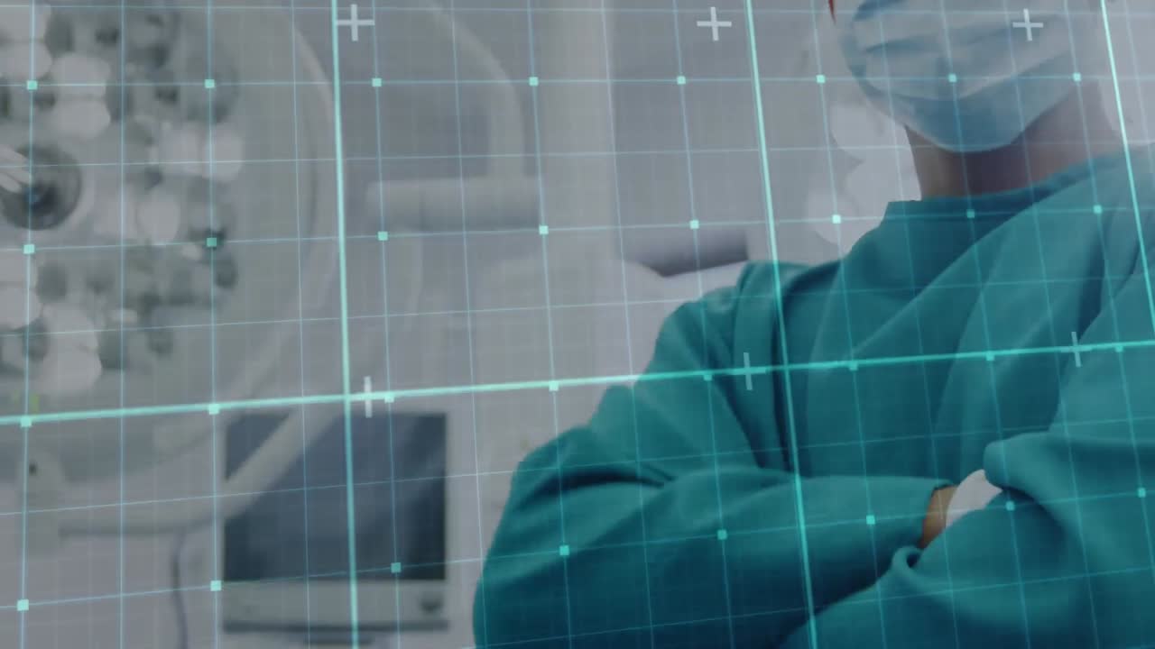 두 인종의 남성 외과 의사에 대한 선의 애니메이션