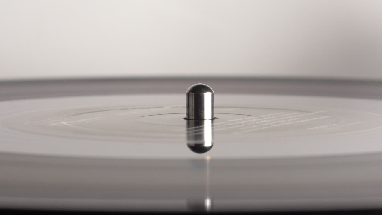 레코드 데크 회전 근접 촬영