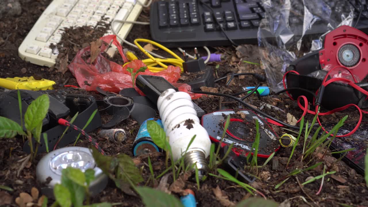 E-waste: discarded in landfills TVs, computers, peripherals, mice, keyboards, and cell phones, batteries, lamps, scrap components