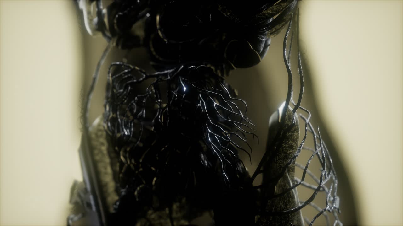 los huesos del esqueleto humano escanean brillando