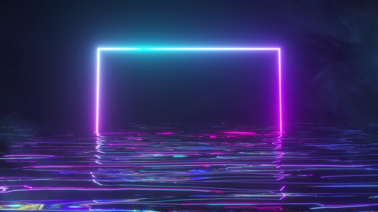 물 반사에 네온 조명 프레임