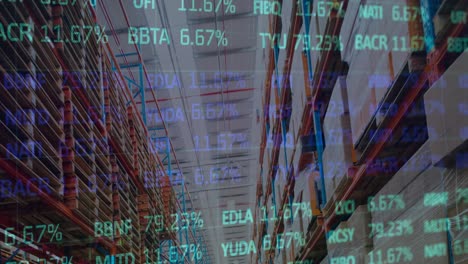 animación del procesamiento de datos en un almacén vacío