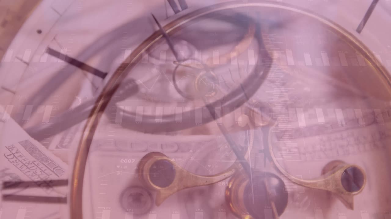 금융 데이터 처리 및 클럭 오버 달러 및 스테오스코프의 애니메이션