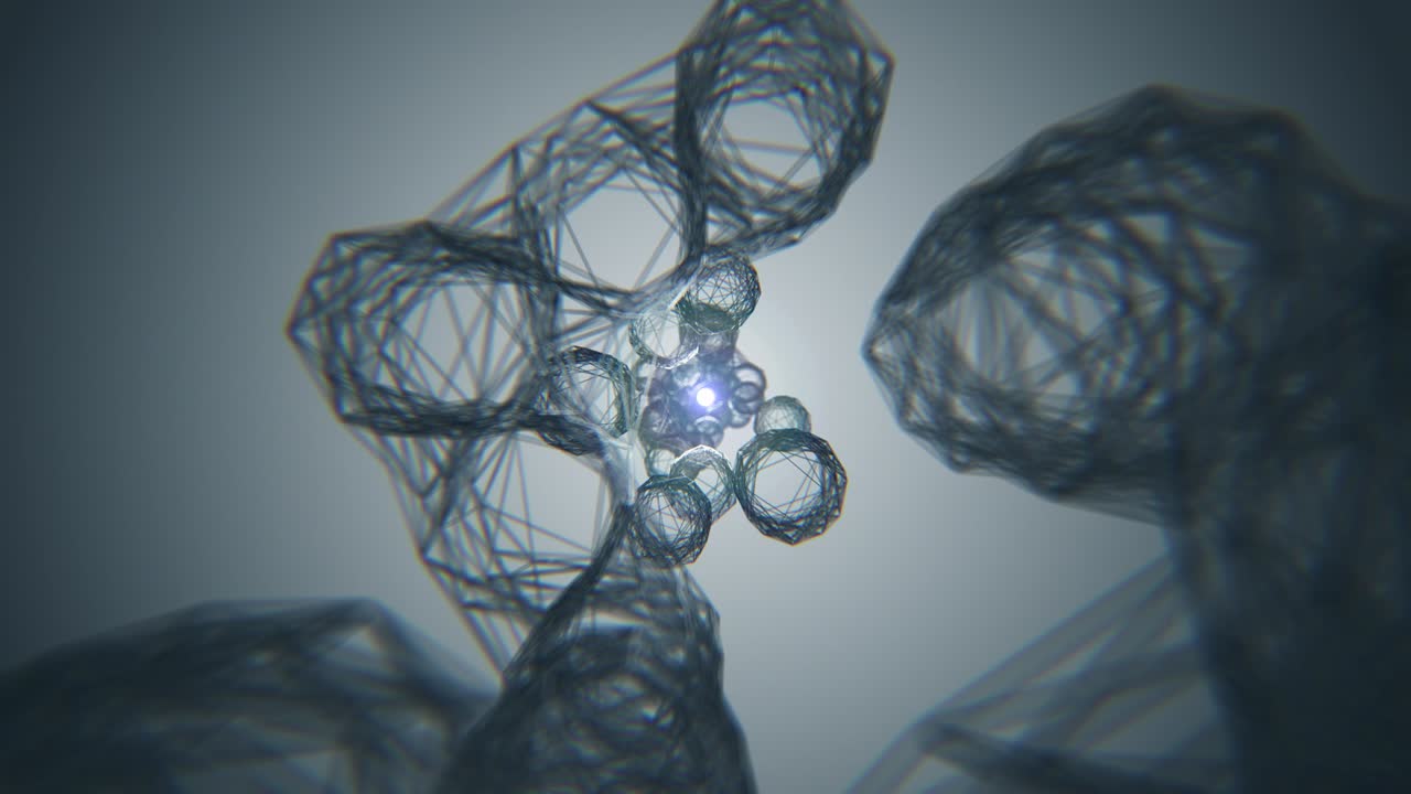 cables de túnel. construcción de metal plateado esquinas afiladas con reflejos. interior futurista de ciencia ficción. la cámara se mueve hacia adelante. uhd 3840x2160. renderización 3d para negocios.