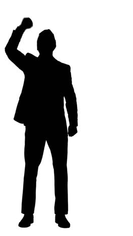 silueta de un hombre de negocios protestando