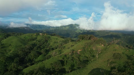 beautiful aerial drone shot of nature and green hills at monteverde national park - cloud forest in costa rica