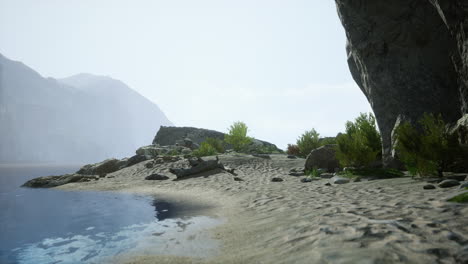 beautiful beach with rocks and cliffs