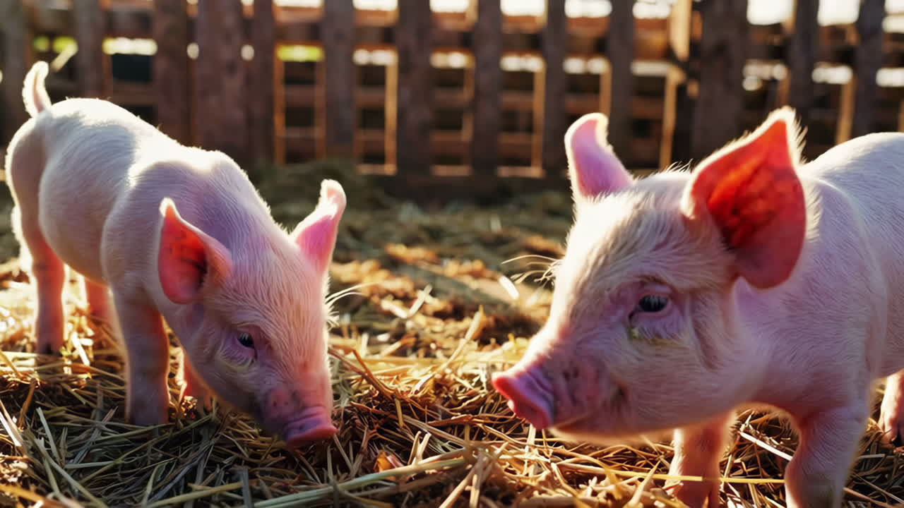Adorable Baby Pigs in a Farm Pen