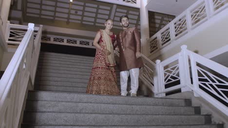 indian bride and groom at the wedding reception events place after the ceremony