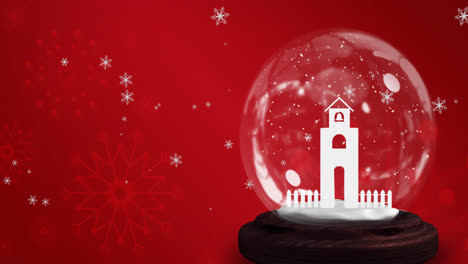 animation of falling snowflakes over christmas snow globe
