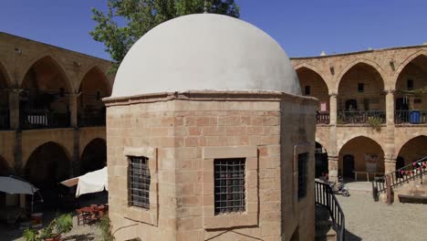 aerial great inn(büyük han) cervansarai in nicosia old town, north cyprus