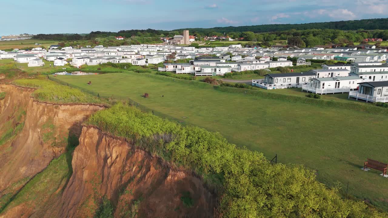 English cliff coastline caravan holiday park staycation Sheringham beach England United Kingdom