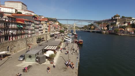 aerial view of porto city ribeira street portugal