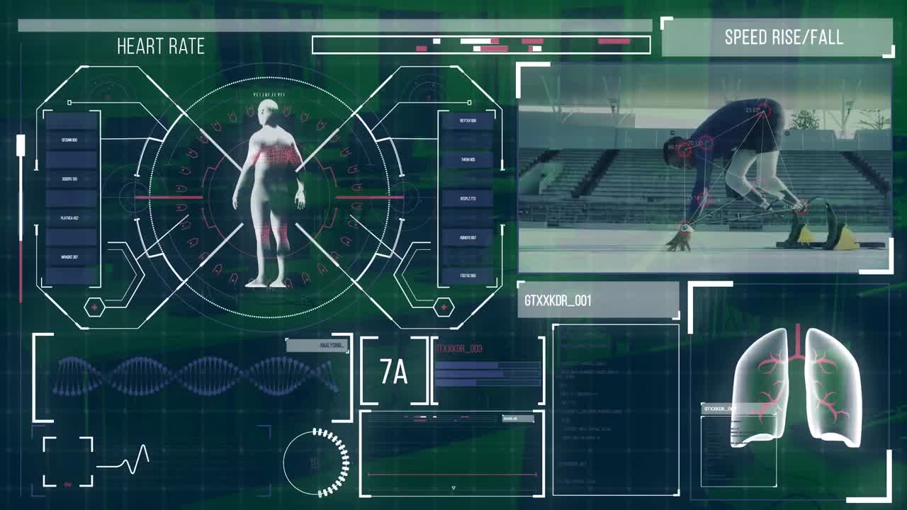 animación del procesamiento de datos sobre un fondo azul