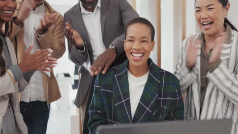happy black woman, congratulations