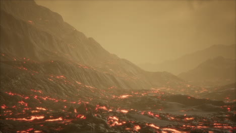 beautiful view at night of the active volcano with red lava