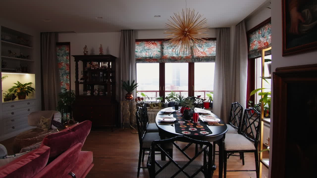 현대적인 스타일리시 아파트 거실과 식당