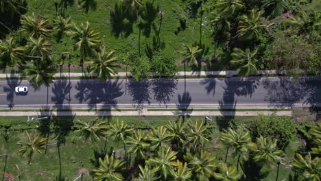 Overhead-View-Of-Cars-Driving-Through-The-Road