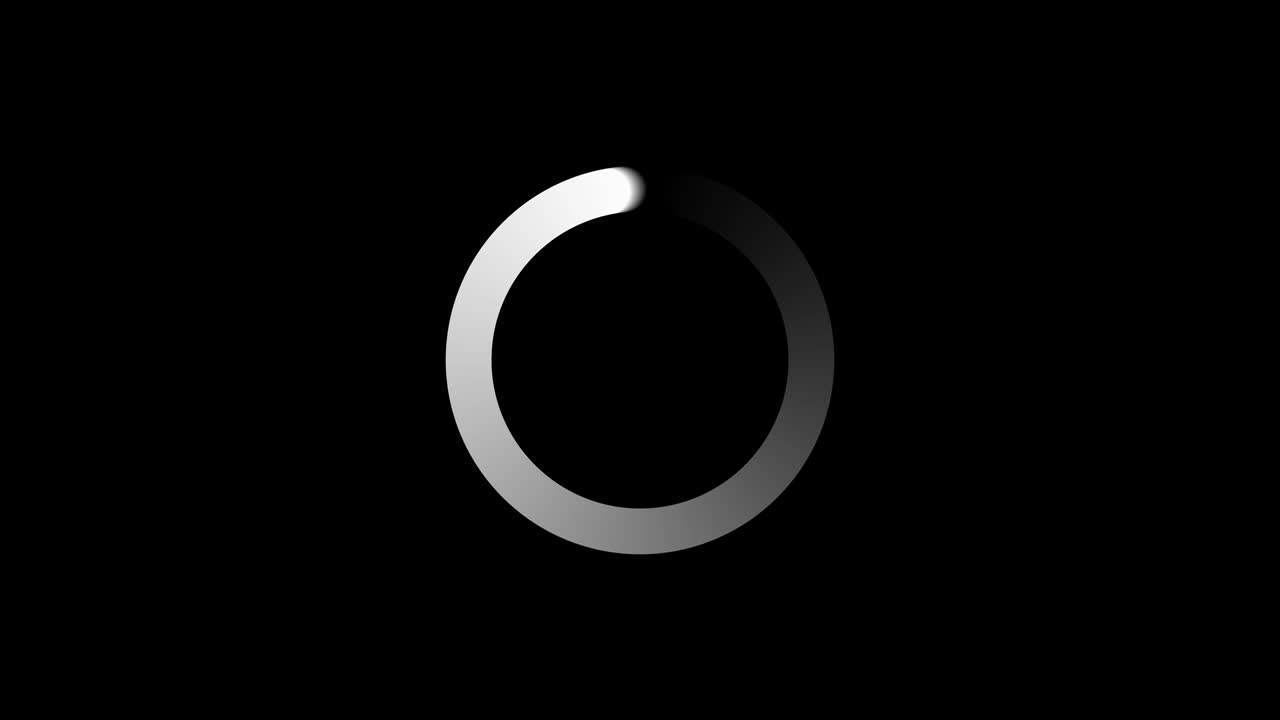 Isolated Preloader. Loading circle icon on black background. Motion graphic animation