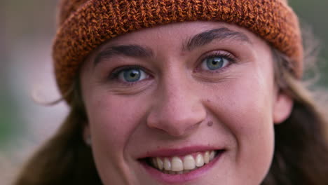 smiling woman in beanie