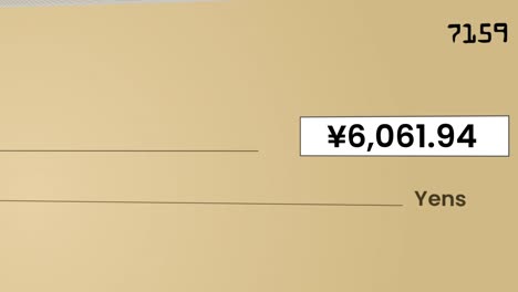 aumento del número de contador de yen en el cheque bancario (cheque) para el pago.