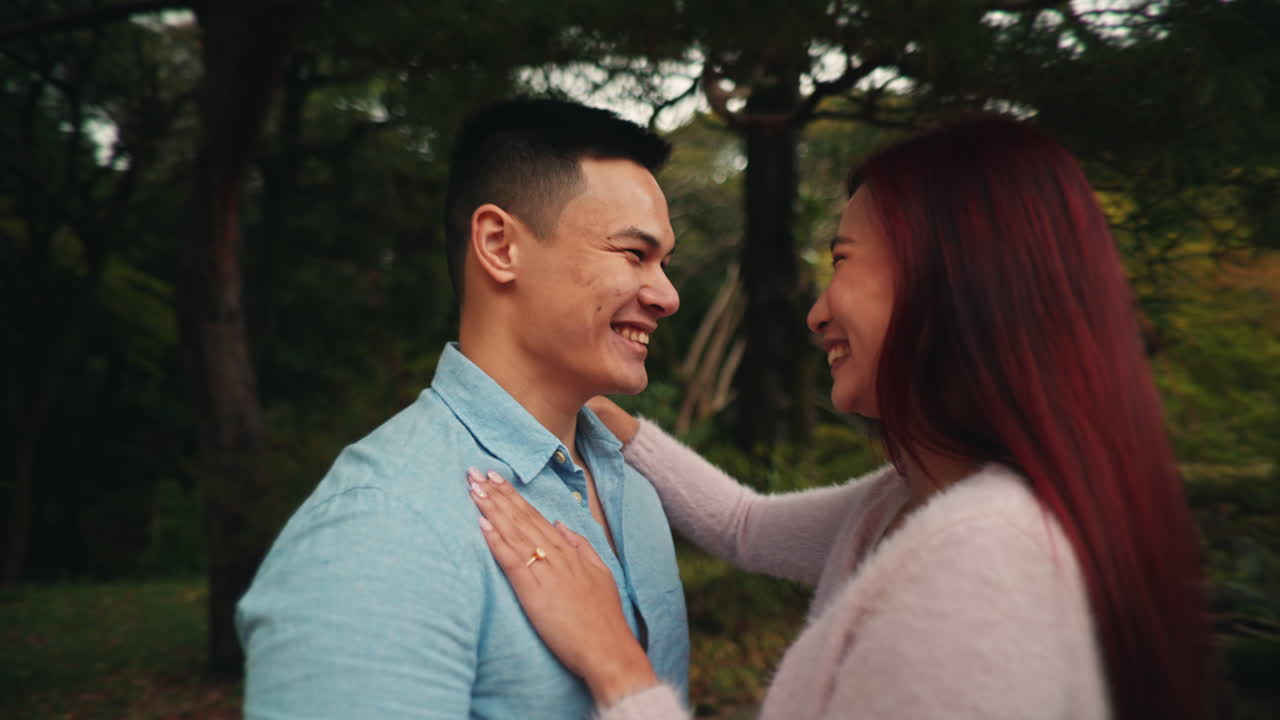 Couple in Love Sharing a Special Moment Outdoors