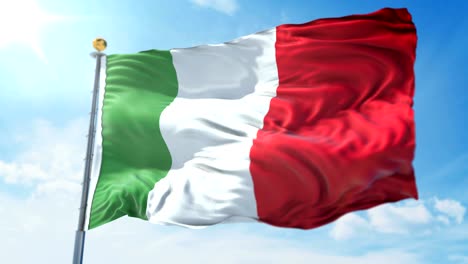 italy flag seamless looping 3d rendering video. beautiful textile cloth fabric loop waving