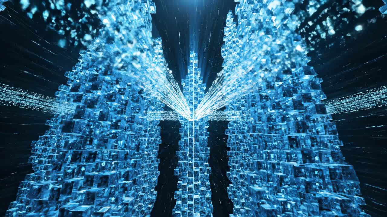 Abstract Blue Cubes Futuristic Technology Background