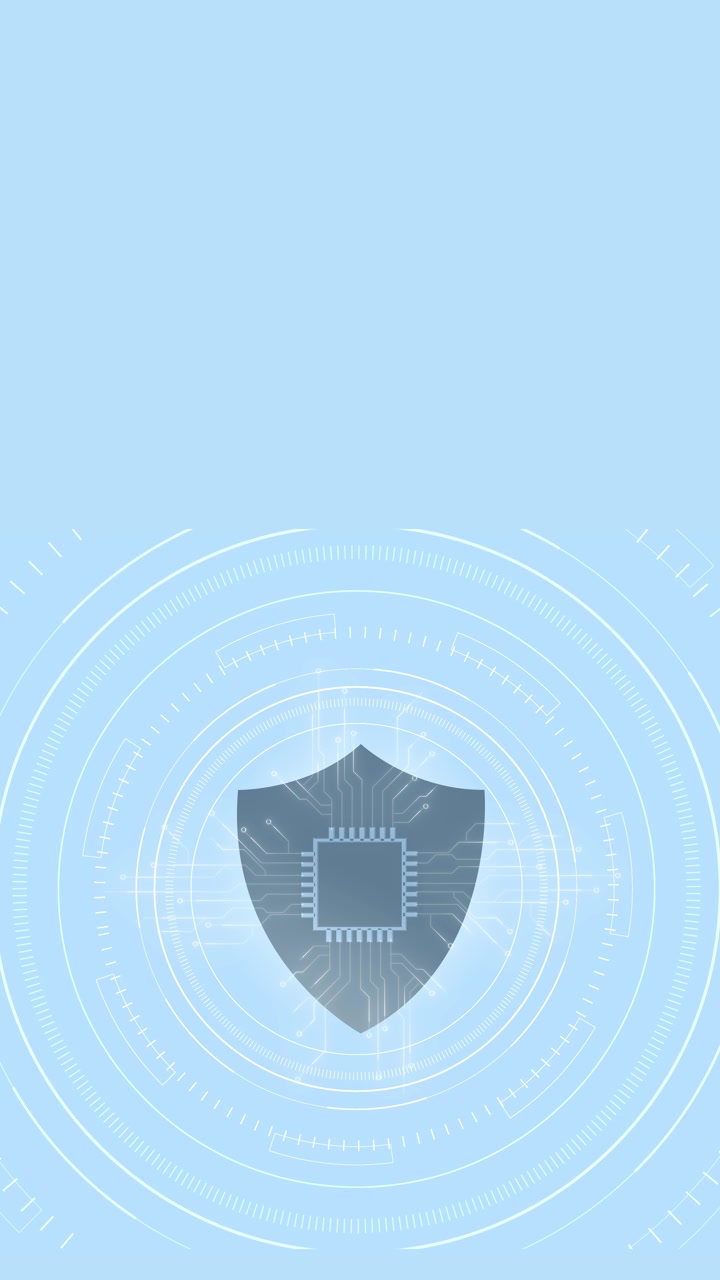 Blue data protection hud background shield symbol processor core circular interface light clean