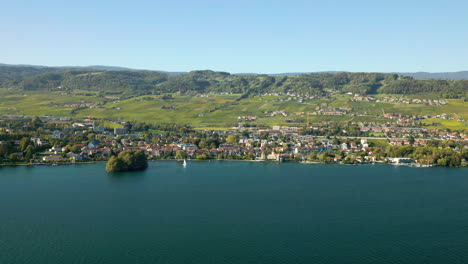 waterfront rolle village in la côte vineyard in vaud canton, switzerland