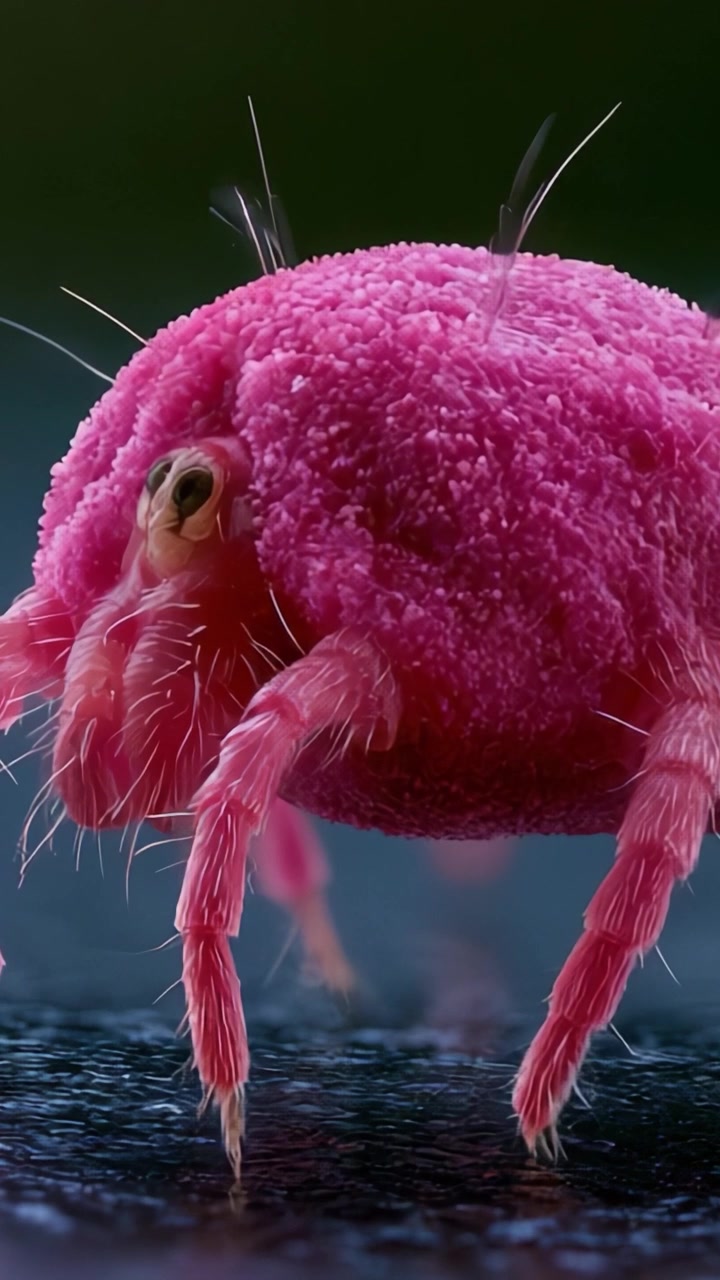 Vistas Detalhadas de um Microrganismo Rosa Exibindo Textura e Estrutura Únicas, Destacando as Complexidades das Pequenas Formas de Vida na Natureza Através de Imagens de Alta Resolução