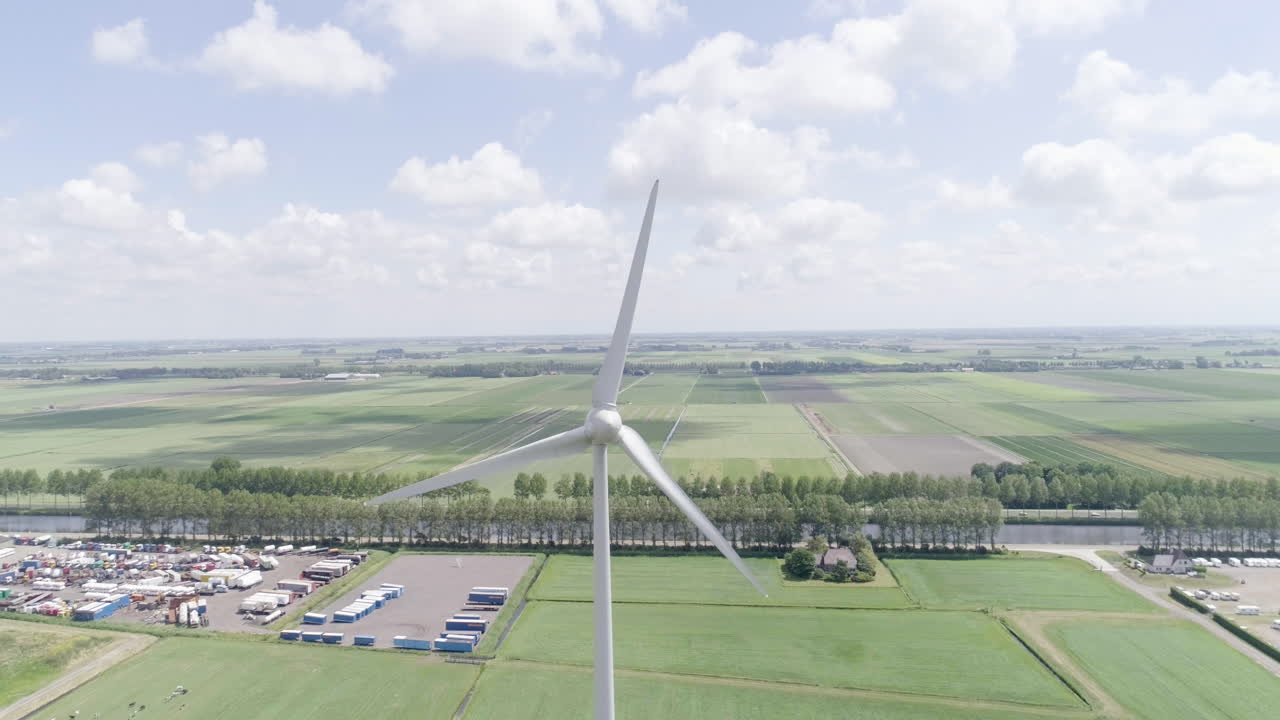 4K Aerial Drone Shot Going Backwards of a Windmill in the Netherlands