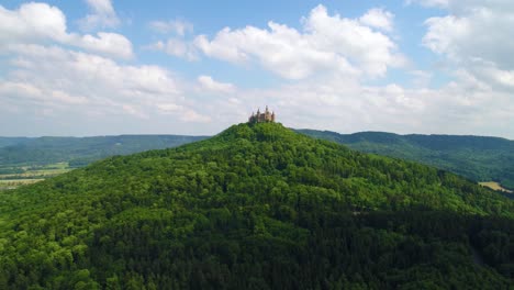 Hohenzollern-Castle,-Germany.-Aerial-FPV-drone-flights.