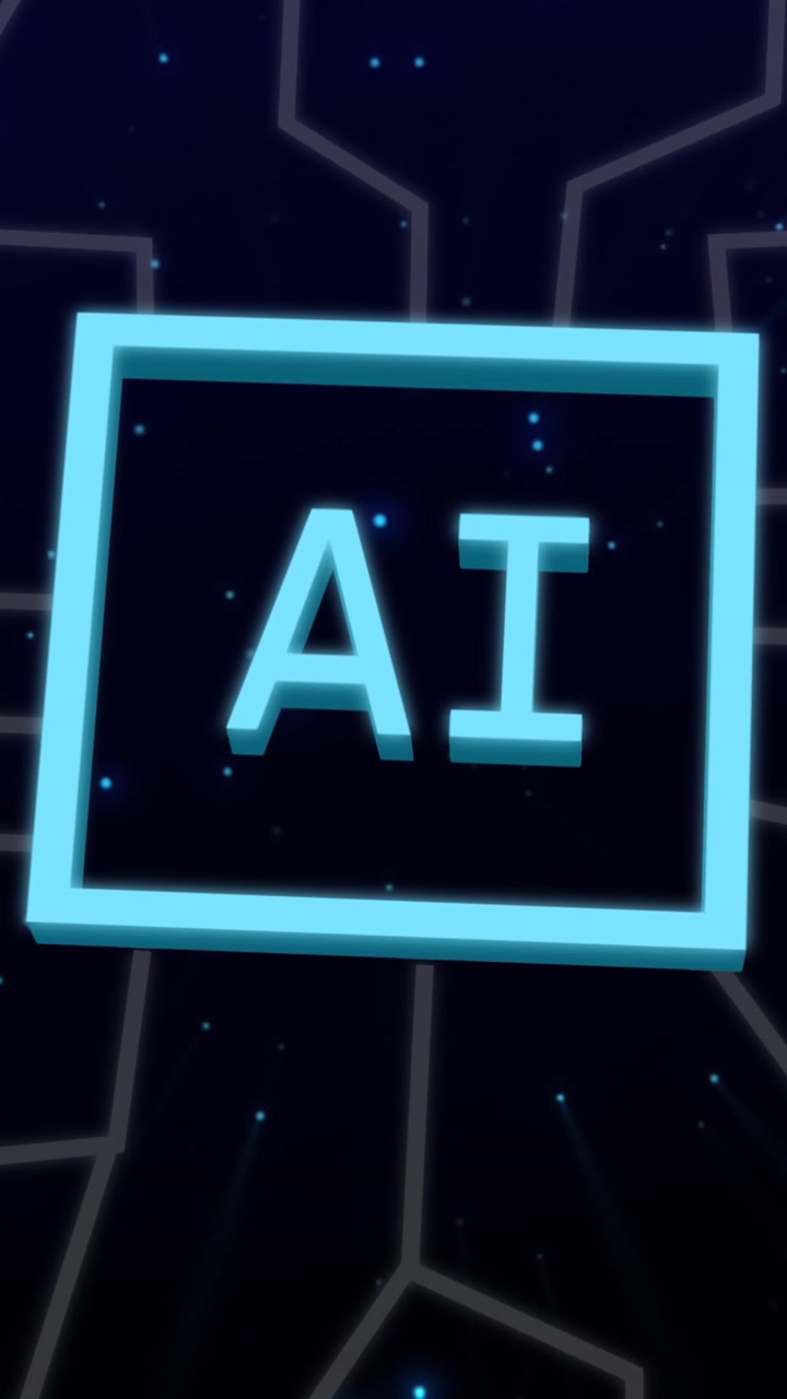Animation of ai data processing over connections and dark background