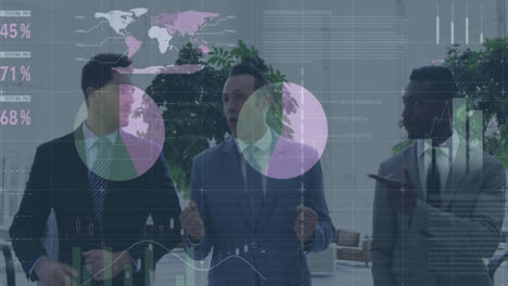 animation of statistic processing over businessmen