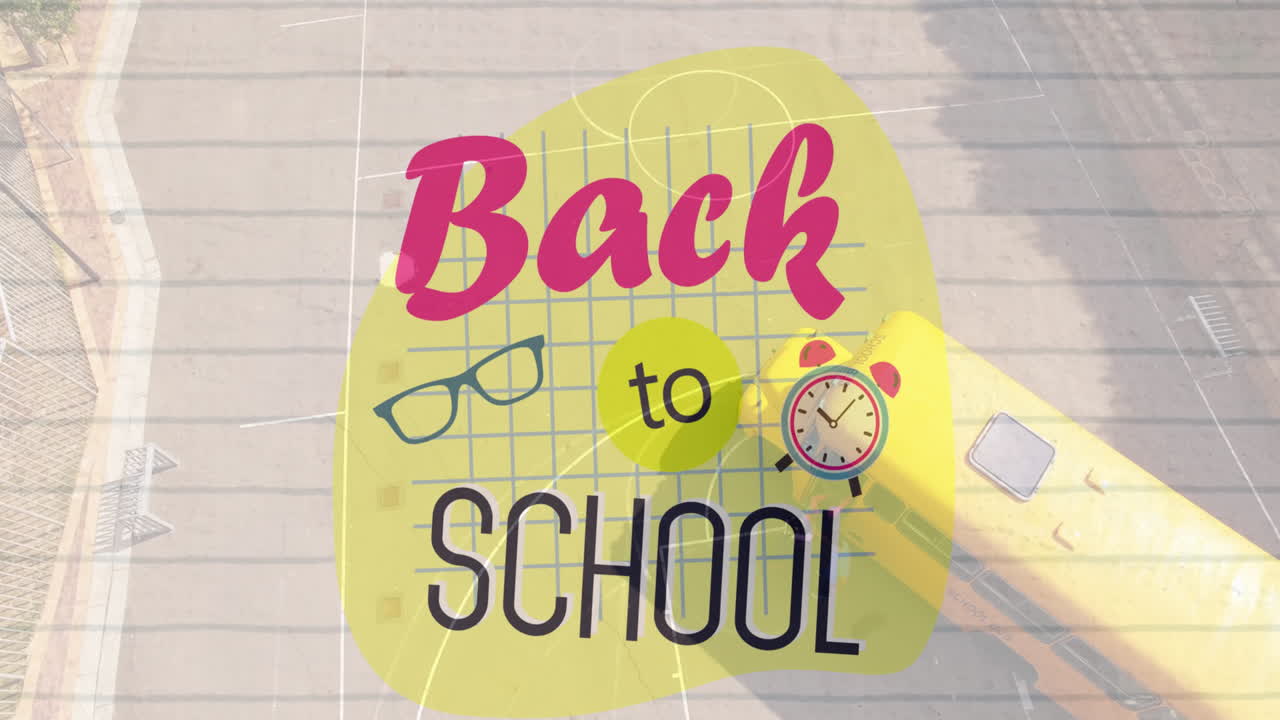 vuelta a la escuela texto contra los niños que entran en el autobús escolar