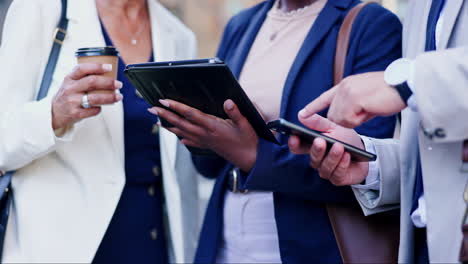 business people collaborating outdoors