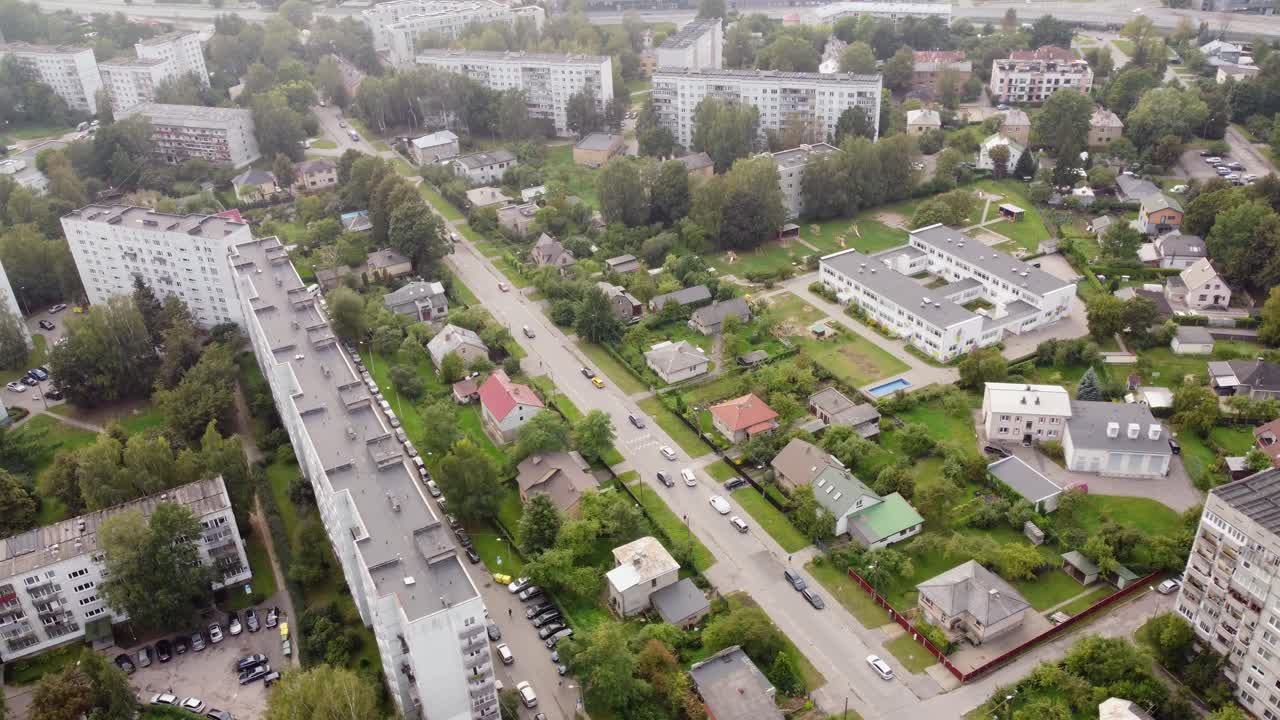 Aerial View of a Residential Area with Schools